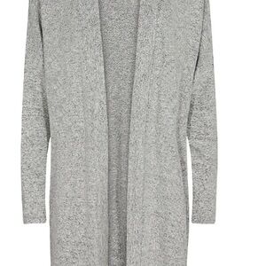 Elegant Gray Open Front Cardigan